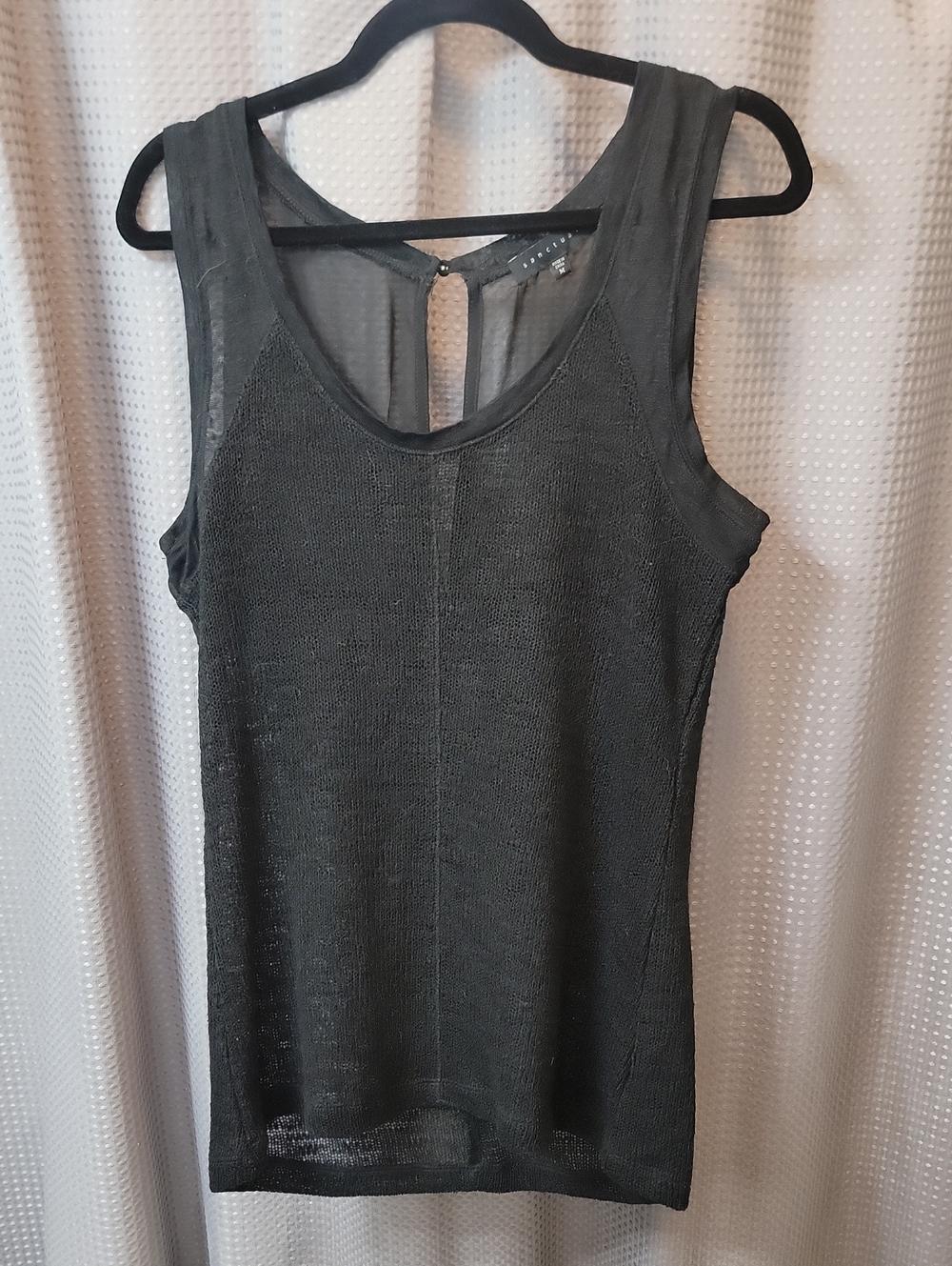 Sanctuary Black Sheer-Panel Knit Tank Top Size M